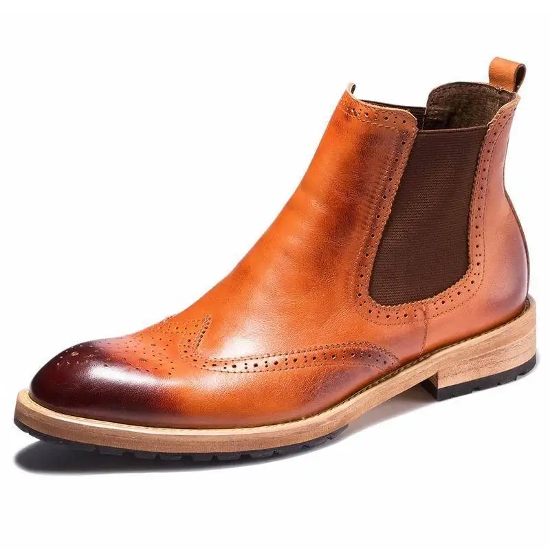 Повседневные ботинки мужские 2018 Новый Осень Ботинки Челси Слипоны кожаные