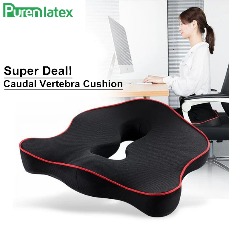 PurenLatex Memory Foam Cushion on Chair Protect Orthopedic Pillow Coccyx Cushion Pad Car Seat Mats Prevent Hemorrhoid Treat