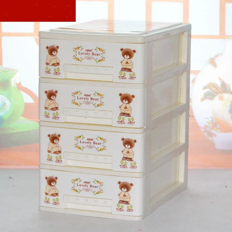 Офисный пластиковый шкаф для хранения 4 х уровневый канцелярский ящик косметики