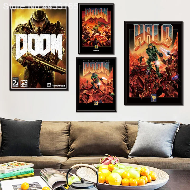 Потрясающая игра Doom плакат Halo видеоигры настенная художественная картина холст живопись для гостиной домашний декор плакаты и принты