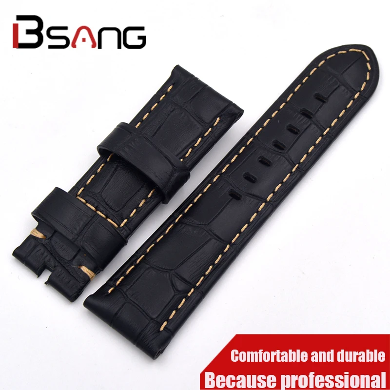 

2021 New Special Handmade crocodile Leather Strap 22mm 24mm Fashion Black Leather strap For panerai Watch Watches Accessories