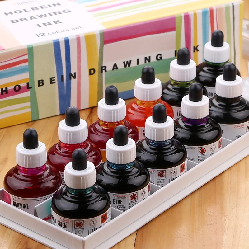 Новый продукт водостойкие comics акварельные чернила пигментные 12 цветов 30 мл