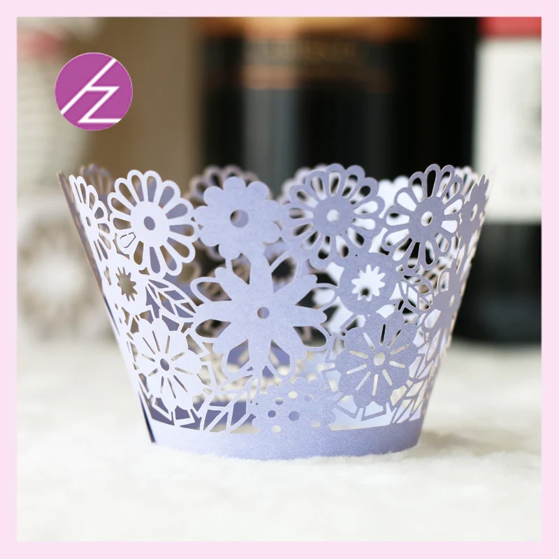 50 шт./лот резные обертки для капкейков с цветочным узором разные цвета украшения