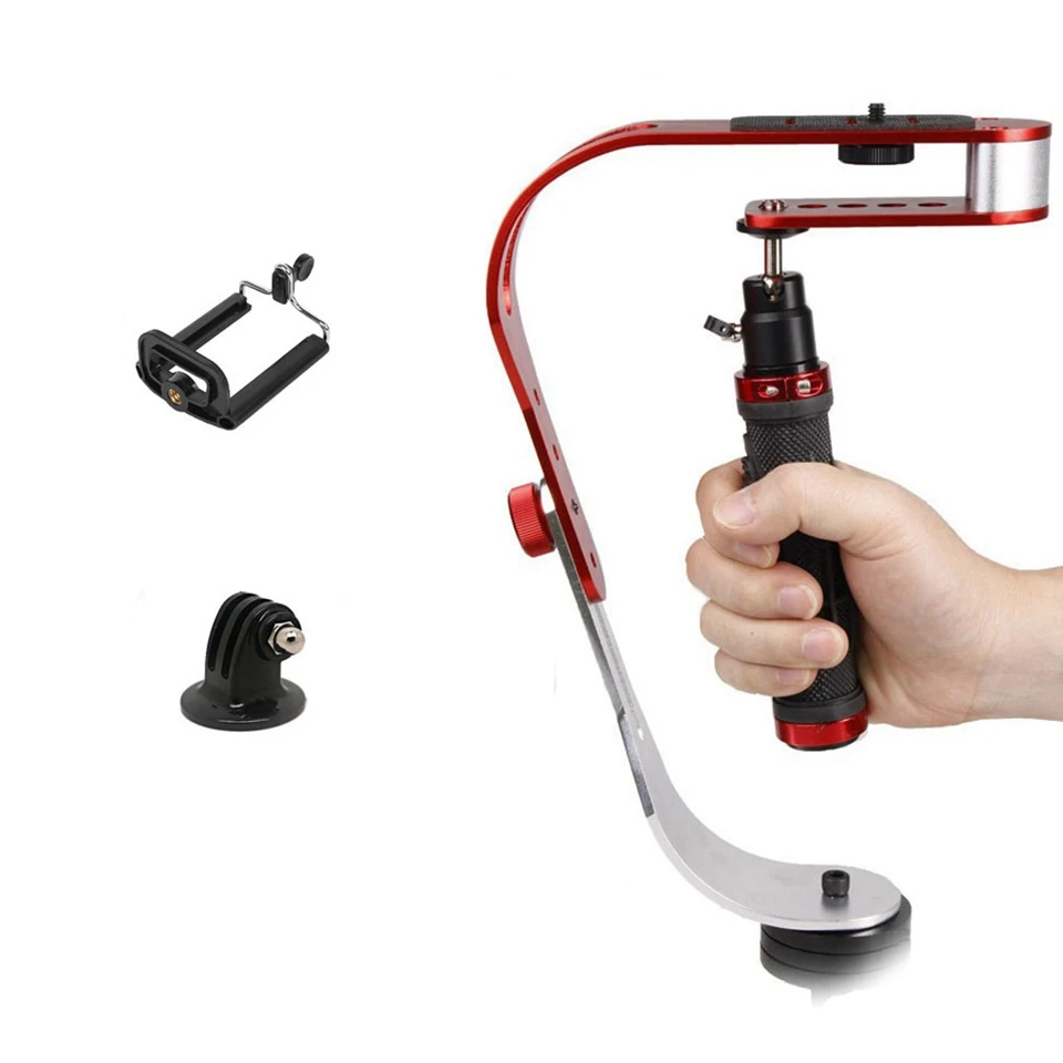 Orsda одна рукоятка карданный Ручной Стабилизатор цифровой камеры видео Steadicam для Gopro Mobile Dslr Canon sony samsung Pentax - Цвет: Red with clip
