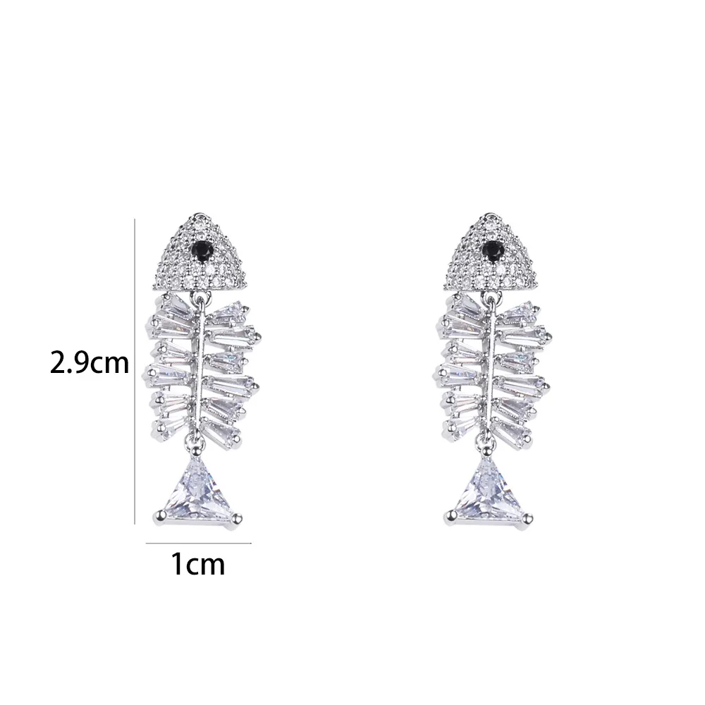 YUN RUO 2019 Cubic Zirconia Stone Finshbone Stud Earring S925 Silver Pin Hypoallergenic Woman Fashion Jewelry Gift Drop Shipping | Украшения