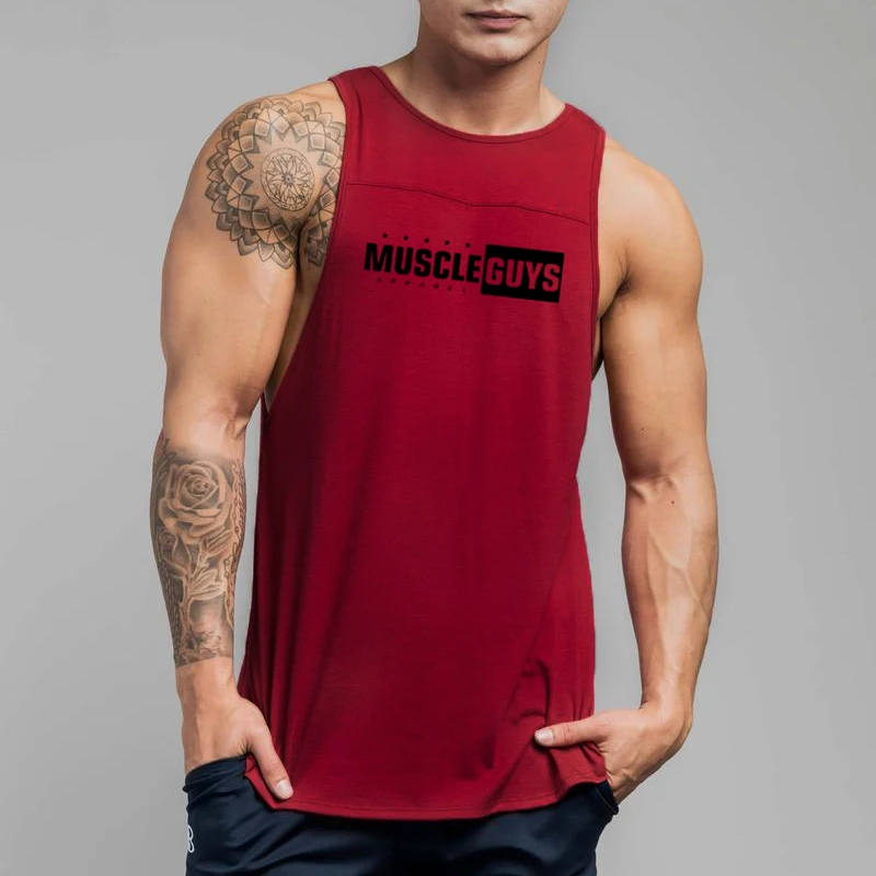 Тренажеры торговой марки muscleguys одежда Спортивная майка для бодибилдинга Топ для мужчин Фитнес рубашка мышцы без рукавов жилет Tanktop