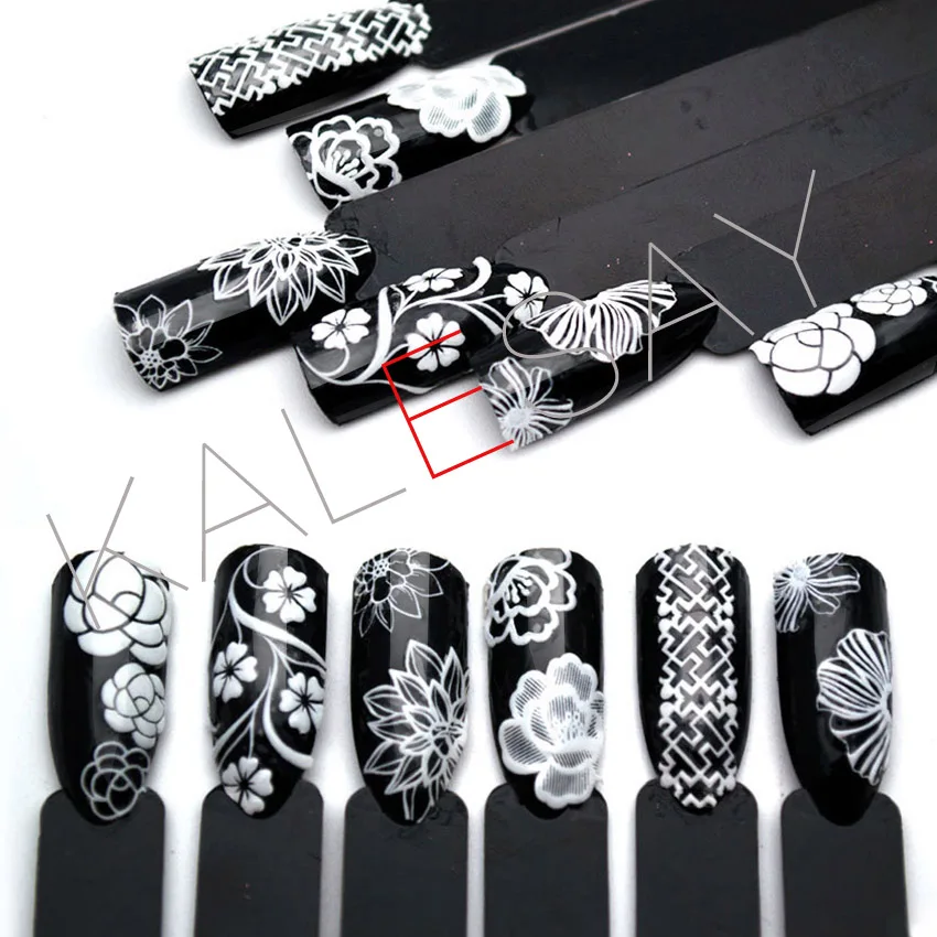 

3D White Color Nail Stickers Self-Adhesive Sticker Manicure Nail Design Decal Art Stickers on The Nails of The Inscription