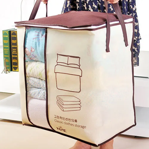 New Foldable Beige Clothing Organizer Storage Box for Blanket Pillow Underbed Bedding Underwear Packaging Boxes | Дом и сад