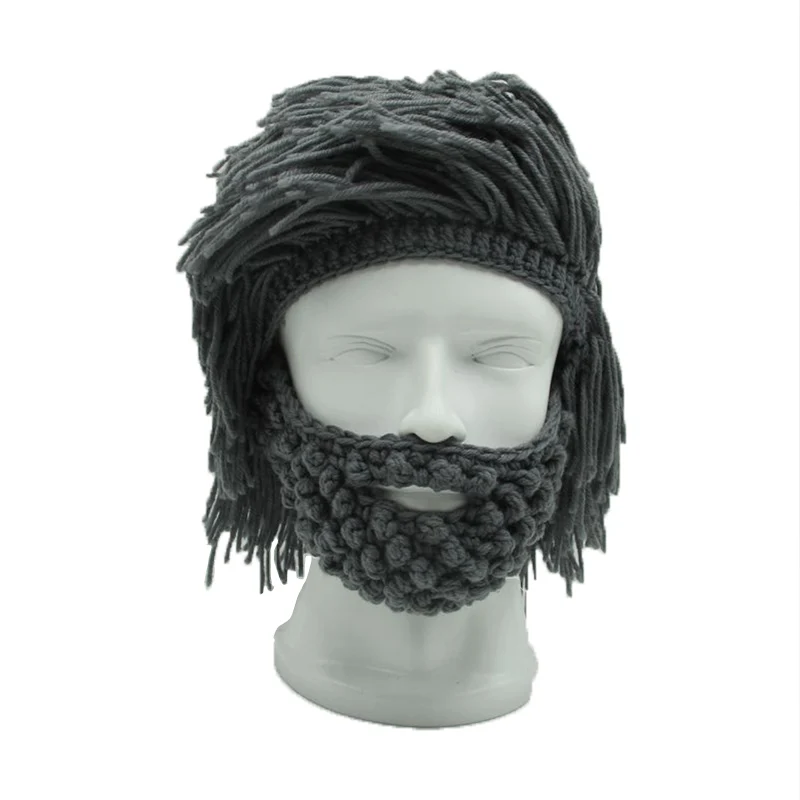 Забавные мужские зимние шапочки с парик борода для взрослых новинка Skullies зимняя мужская бейсболка вязаная крючком шапка для мальчиков подарок на Хэллоуин Лыжная шапка