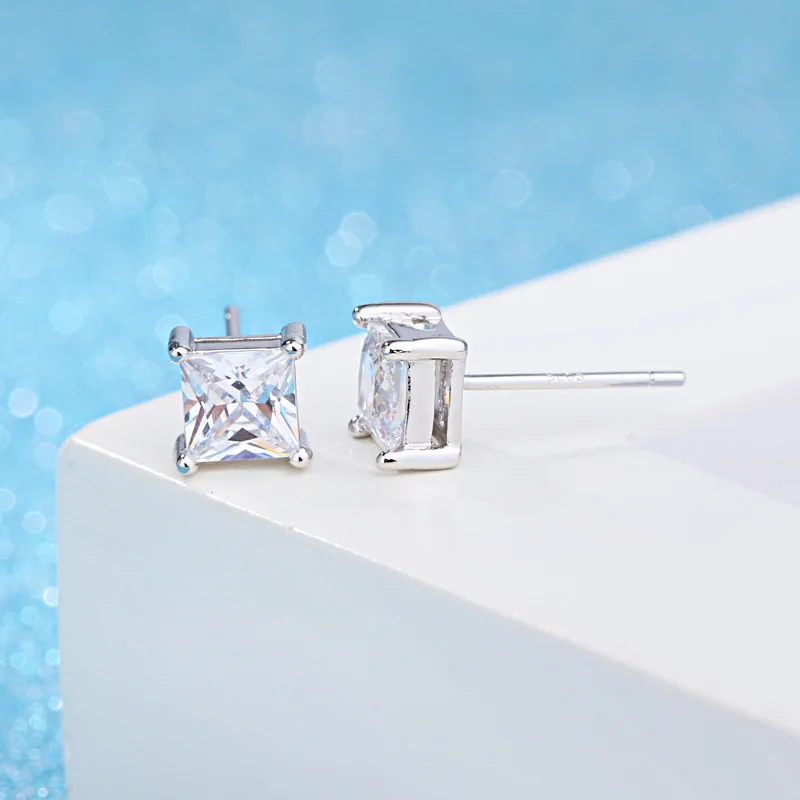 Lidavi простые геометрические квадратной формы с Цирконом Серьги гвоздики модные