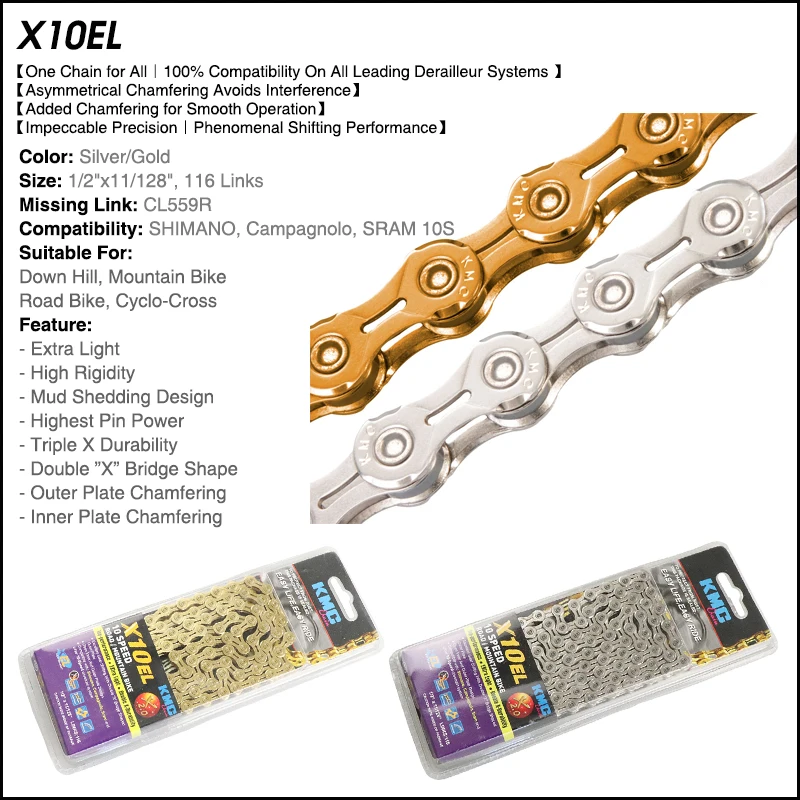 X8EPT X9EPT X10EL X11EL KMC велосипедная цепь дополнительный светильник 8 9 10 11S 116L MTB горная велосипедная цепь для SHIMANO SRAM 8/9/10/11S