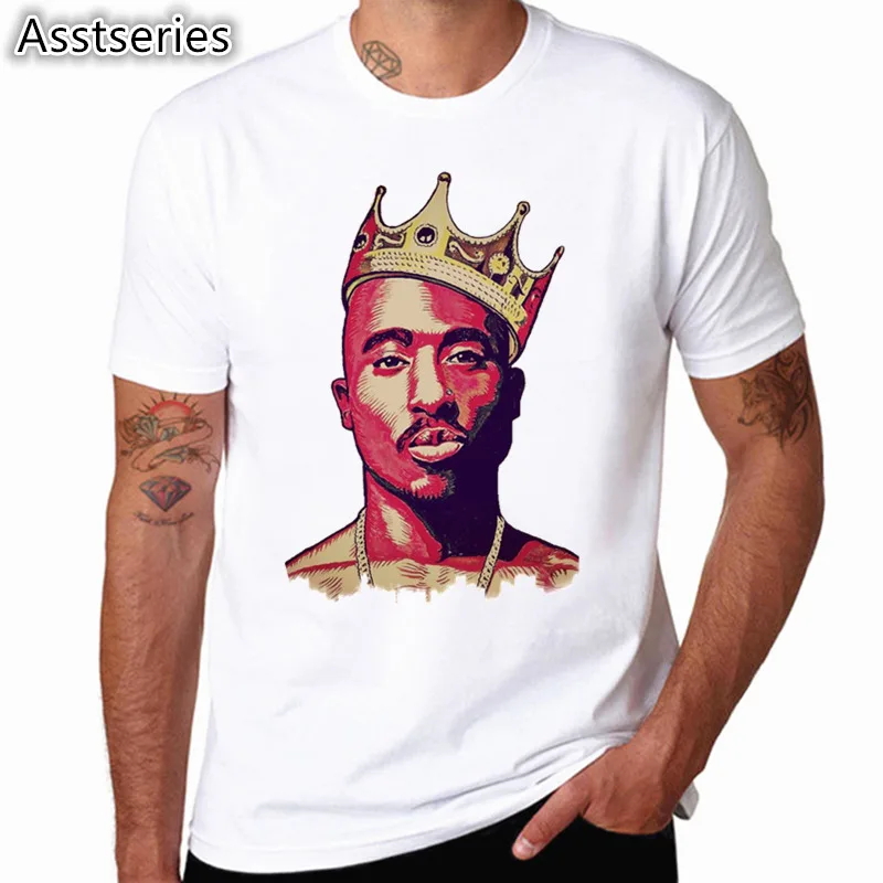 Футболка азиатского размера для мужчин и женщин с принтом Тупак 2pac, белая футболка с коротким рукавом и круглым вырезом, уличная футболка в стиле хип-хоп Харадзюку Swag - Цвет: HCP4472A