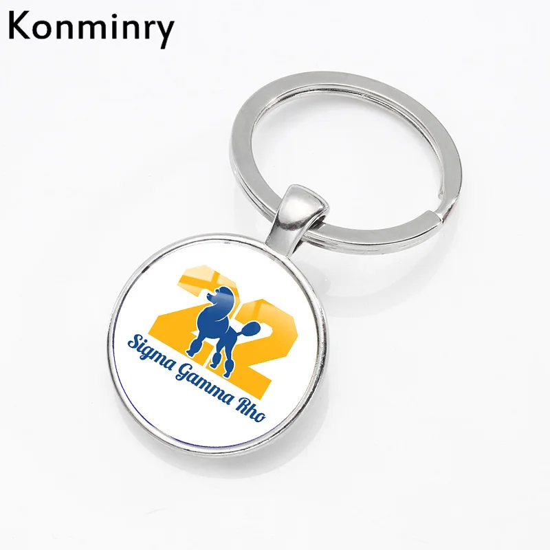 Konmniry Sigma Gamma Rho с логотипом, стеклянный кулон, брелок серебряного цвета, брелок для ключей, подвески, ювелирные изделия для мужчин и женщин, подарки - Цвет: 7