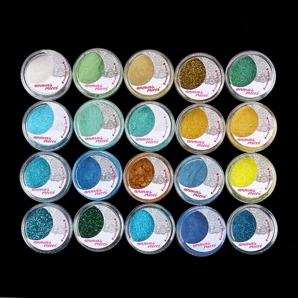 20 смешанных цветов блестки пудра для век макияж тени косметический салон набор