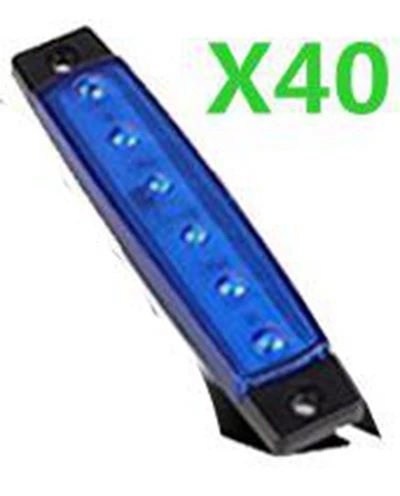 40pcs BLUE 40 шт. 12 В 24 в боковой габаритный фонарь для грузовик, автобус, автомобиль Прицеп грузовик с 6LED яркими клиренсами индикаторные лампы Синий Красный янтарь белый - Цвет: 40pcs BLUE