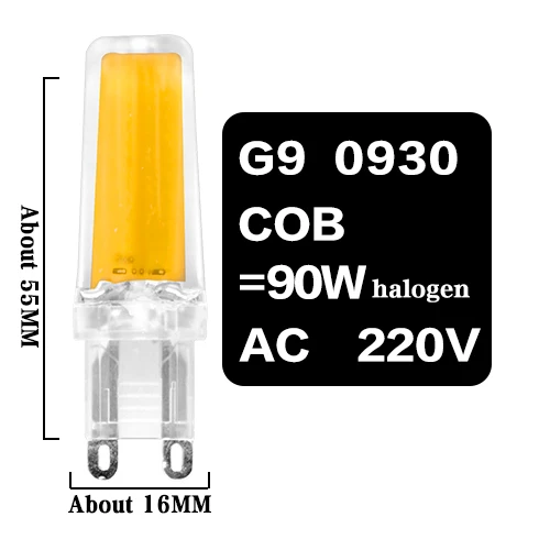 G9 0930 COB 9W 220V Светодиодная лампа G4 G9 E14 лампа с затемнением освещение AC DC 12 В 220 В 3W 6 Вт 9 Вт COB SMD Замена галогенные лампы прожектор Bombillas люстра - Испускаемый цвет: G9 0930 COB 9W 220V