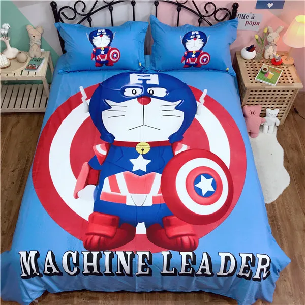 style13 Комплект постельного белья с рисунком Doraemon для мальчиков, хлопковое стеганное одеяло, милое пуховое одеяло с рисунком «Королева», милое постельное белье синего цвета для девочек - Цвет: style13