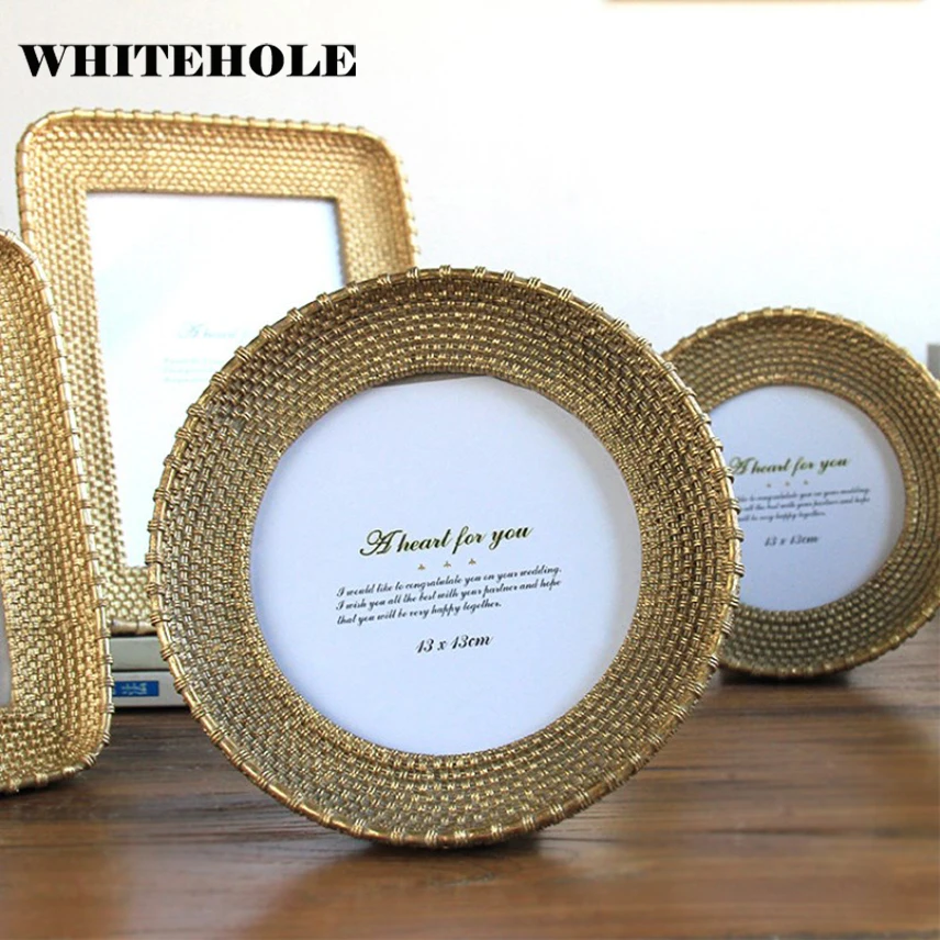 Классическая Роскошная фоторамка из смолы Золотая с эллипсом круглая квадратная