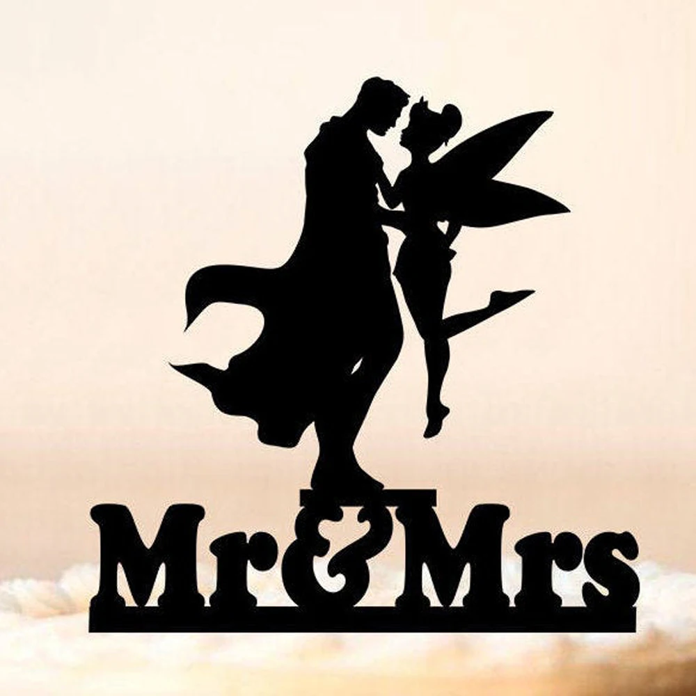 Персонализированные Супермен и фея свадебный торт Топпер, Mr& Mrs украшения для свадебного торта, уникальный юбилей Топпер, акриловое зеркало золото