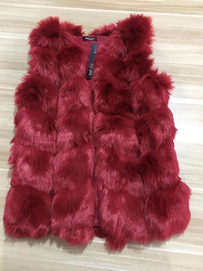 Женский жилет из искусственного меха модная верхняя одежда красного цвета на