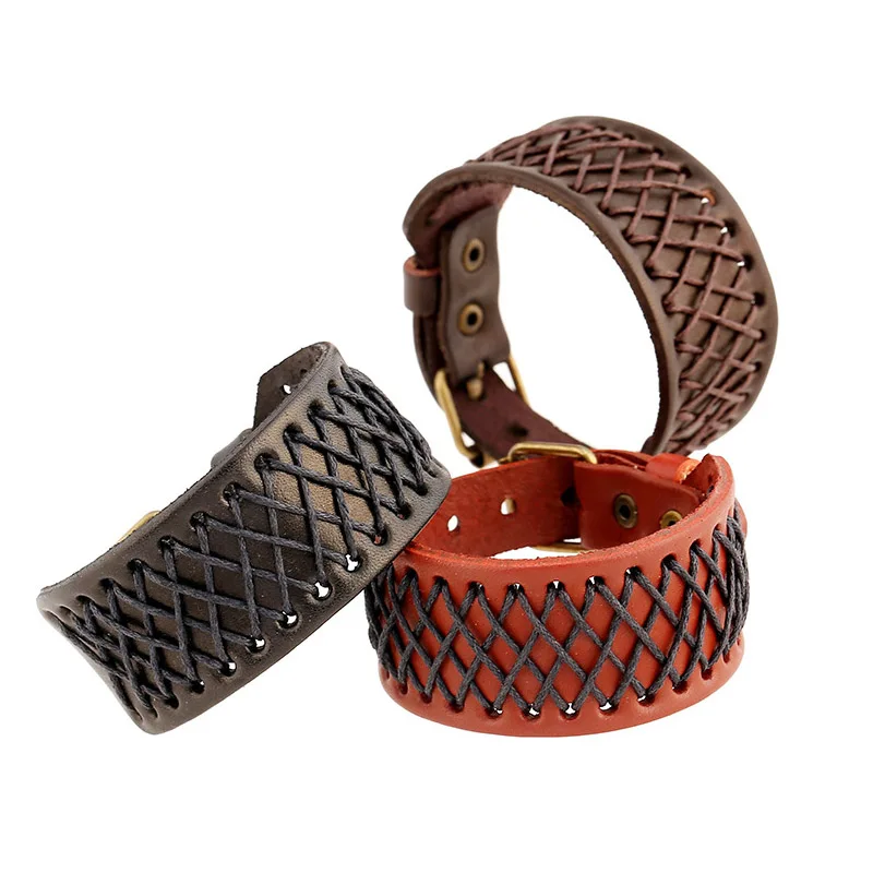 Повседневный стиль мужские браслеты ювелирное изделие плетеная тесьма кожаный