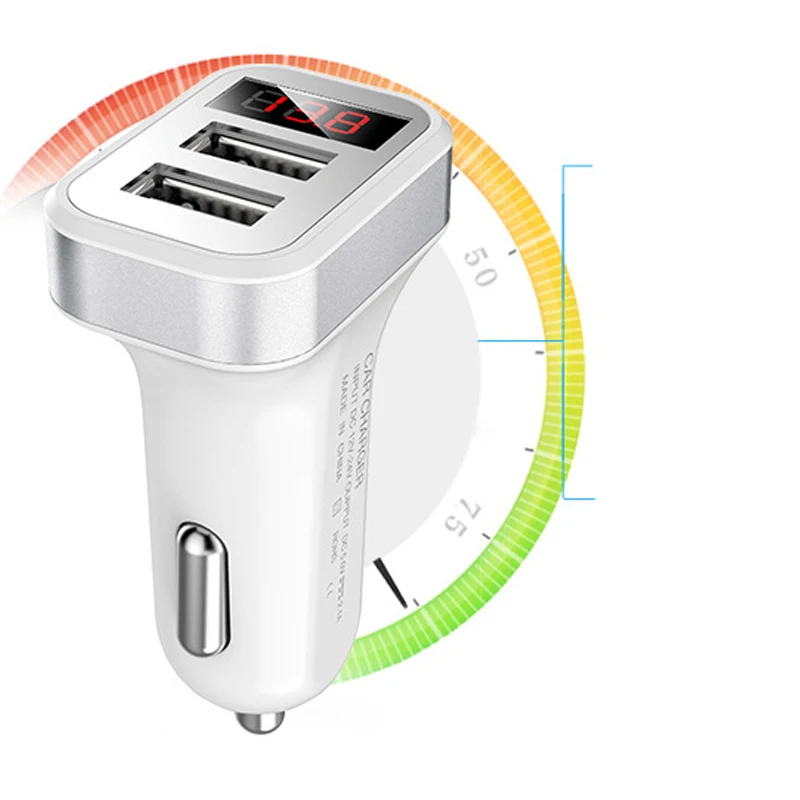 Умное автомобильное зарядное устройство с двумя USB портами и ЖК дисплеем 5 В 2 1 а