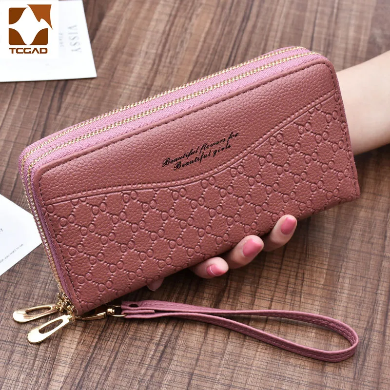 

women's wallet portfel damski purse female Double Zip wallet large female leather genuine designer wallets monederos para mujer