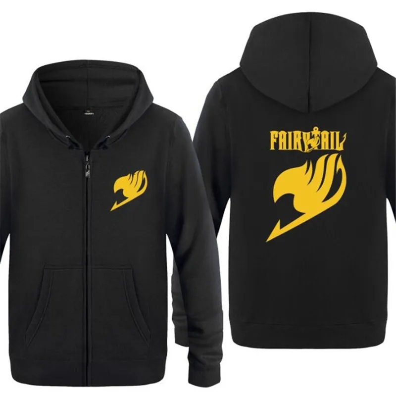 Hoodie Men Anime Fairy Tail Printed Zipper Mens Hoodies Skate Hip Hop Fleece Jacket Coat Men's Sweatshirt Tracksuit Moletom Hot | Мужская