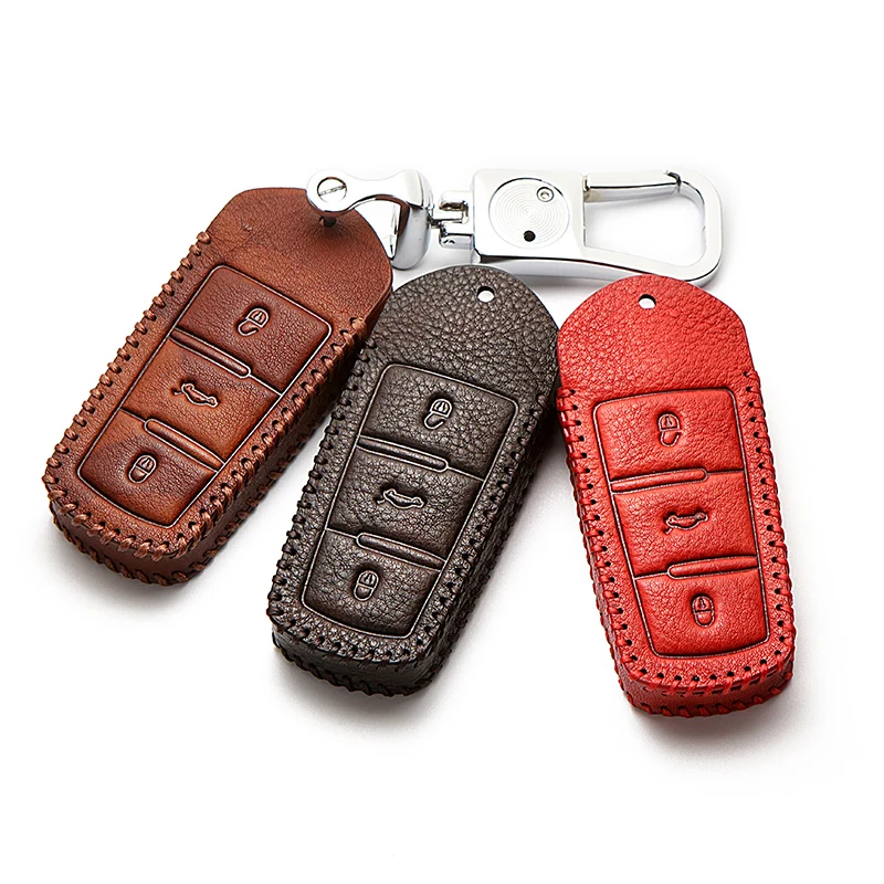 3 кнопки из натуральной кожи чехол для ключа автомобиля VOLKSWAGEN CC VW Passat B6 3C B7