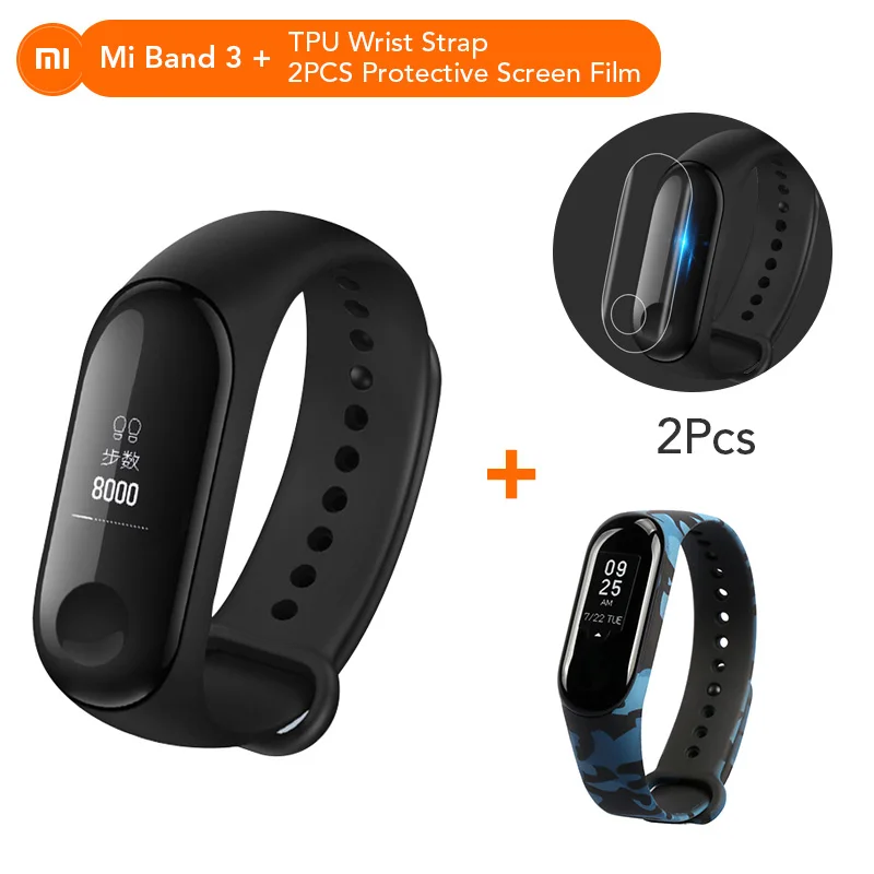 Add NO.8 Strap Xiaomi mi-браслет 3 Xio mi пульсометр Bluetooth 4,2 умный спортивный браслет OLED mi band 3 Smartband разноцветные ремни - Цвет: Add NO.8 Strap