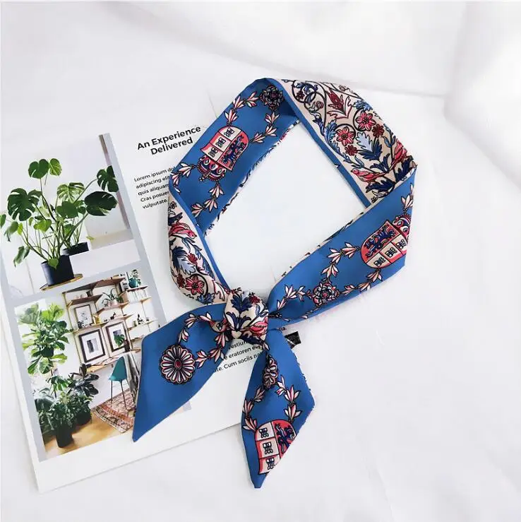 Модный женский шарф косынка в полоску с узким принтом милая повязка на голову