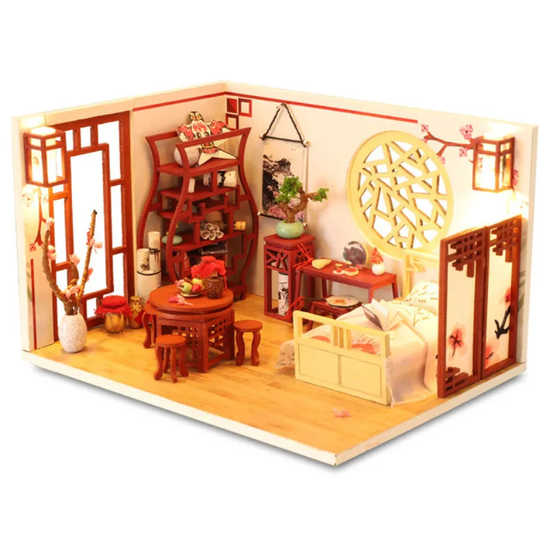 

Kids Toys Diy Dollhouse Assemble Wooden Miniaturas Doll House Furniture Miniature Dollhouse Puzzle Educational Toys For Children