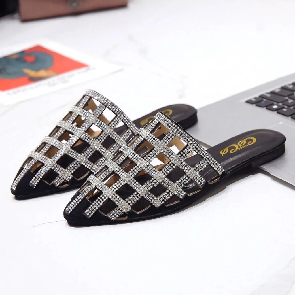 Сланцы SAGACE женские с заостренным носком модные летние туфли на плоской подошве