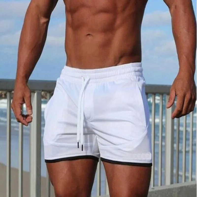 

men's new men's pure color cotton shorts youth fashion high waist beach men's beach pants sports shorts