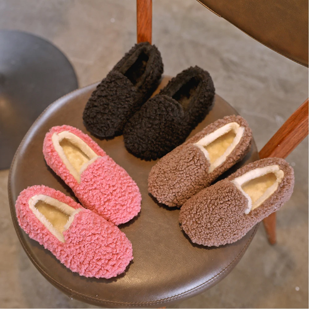 Зимняя детская обувь с хлопковой подкладкой плюшевое пальто барашек теплые