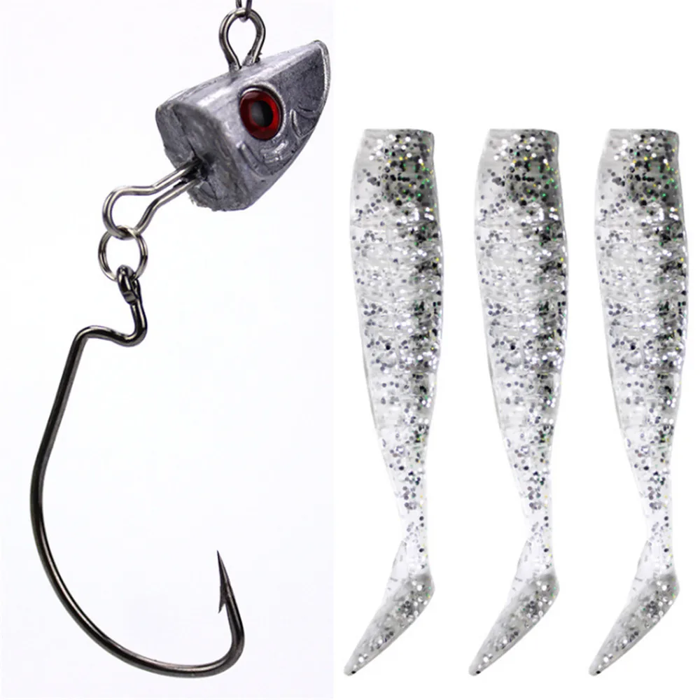 3 шт рыбы типа свинца голова мягкая рыба 9cm15g 11cm25g приманка кривошипный крюк Т