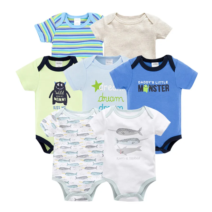 Kavkas vetement bebe, лето, 7 шт./лот, одежда для маленьких мальчиков, roupas de bebe recien nacido, Одежда для новорожденных девочек 0, 3, 6, 9, 12 месяцев - Цвет: 211821782290