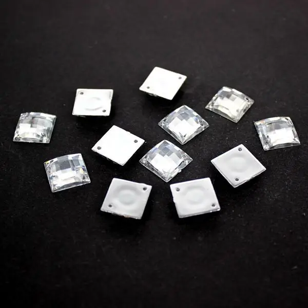 Пришивные стразы 8 мм 10 12 14 акриловые плоские квадратные тайваньские кристально
