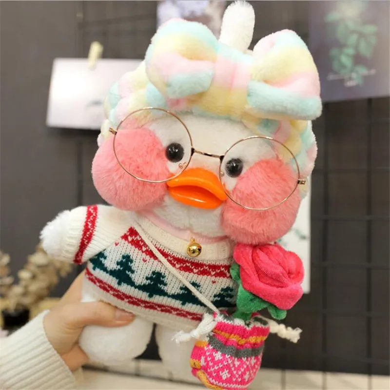 14 Белый LaLafanfan Kawaii кафе Мими желтая утка плюшевая игрушка милая мягкая кукла мягкие животные куклы детские игрушки подарок на день рождения для детей - Цвет: 14