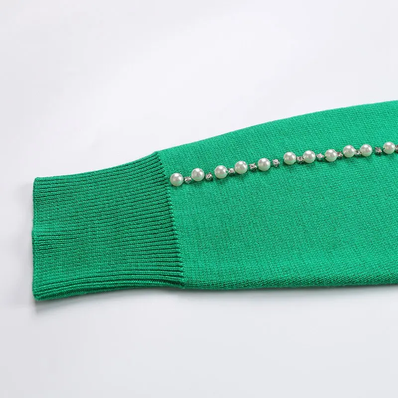 Женский вязаный свитер JOYDU Теплый Зимний Шерстяной Свитер оверсайз с жемчугом и