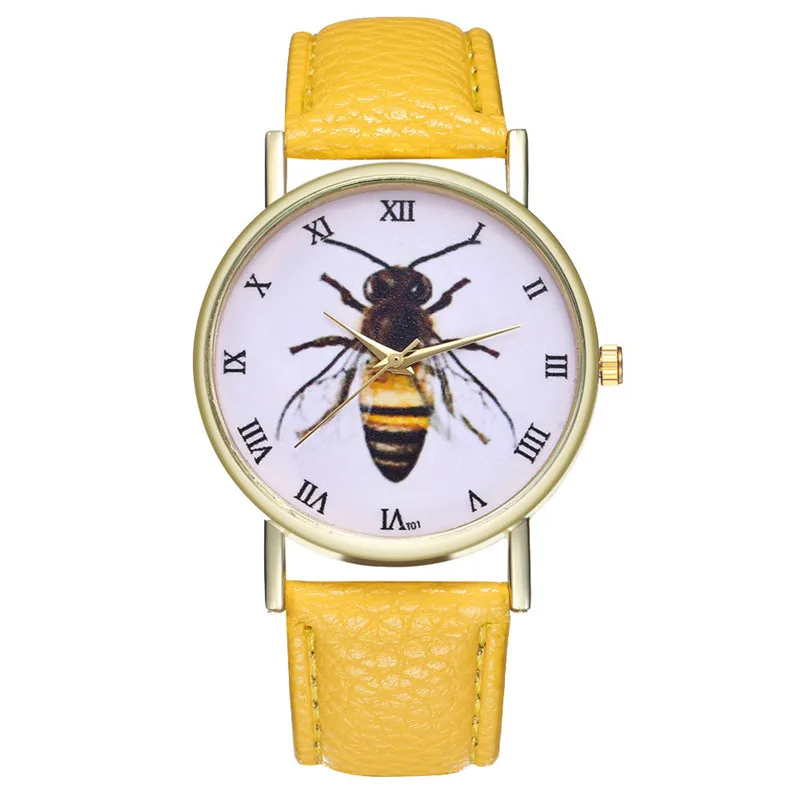 Yellow Horloge Dames Лучшие Продавцы минимализм креативный тренд Ретро часы пчелы насекомые женские часы Cuckoo Kol Saatie@ 50 - Цвет: Yellow