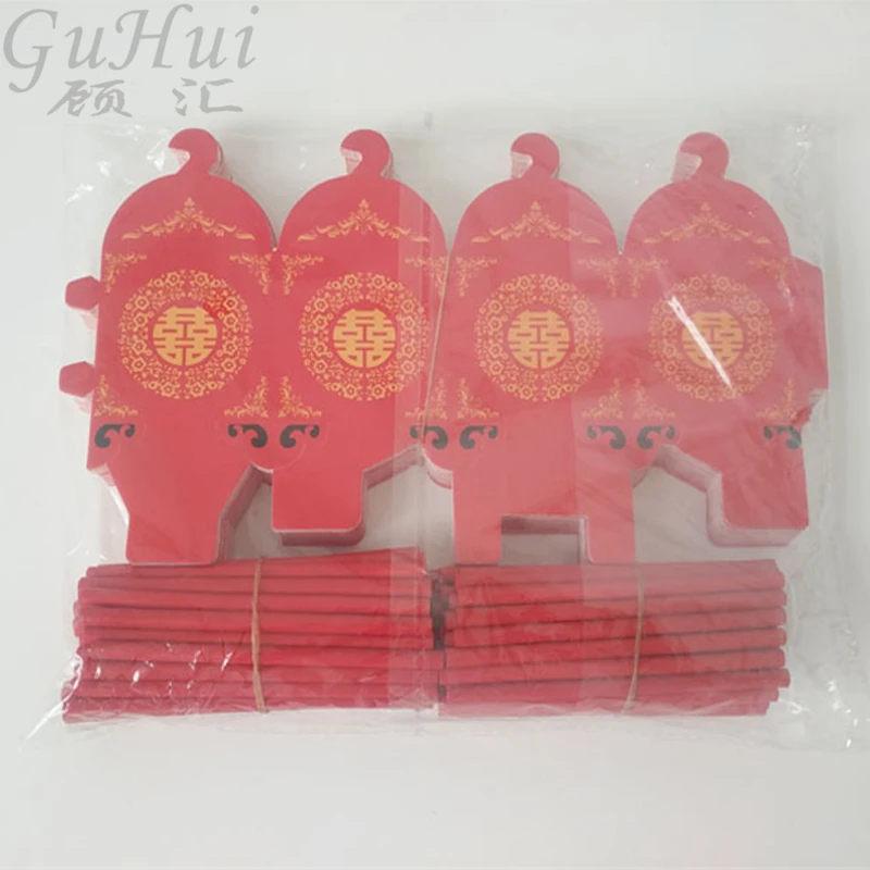 50 шт. китайский винтажный Азиатский стиль красный двойной счастливый седан Стул