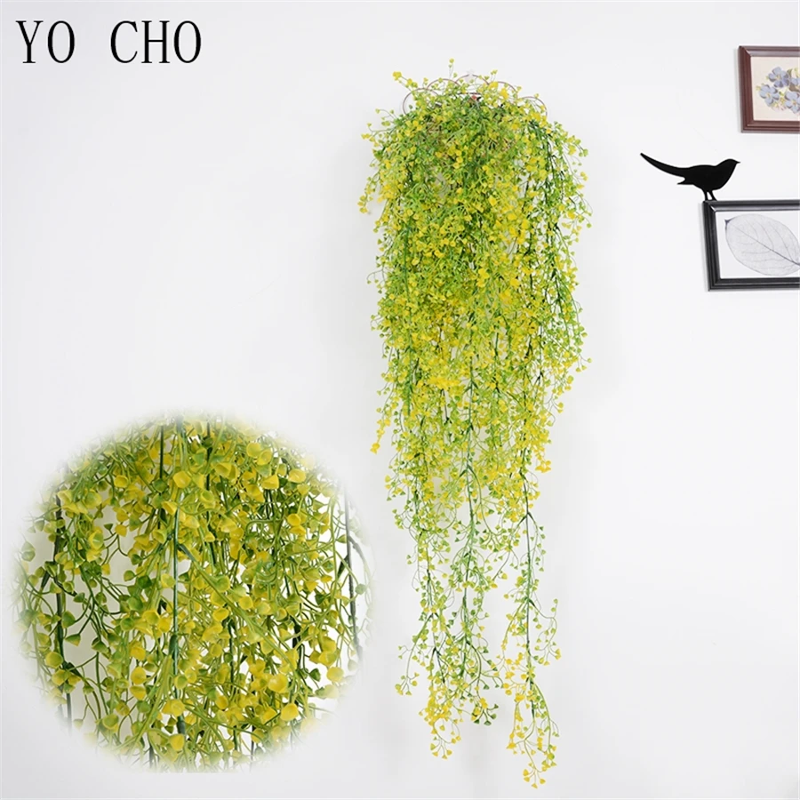 

Home Garden Decoration Artificial Flowers Wedding Decor Wall Hanging Flower Vine Golden Bell Willow Plant Decor DIY Fake Flowers