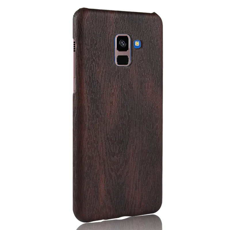 Чехол для Samsung A8 2018 твердый кожаный Ретро чехол телефона с деревянным лицевым