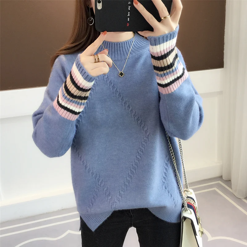 2020 маленькие и свежие женские свитеры новые цветные вязаные с рукавом до локтя