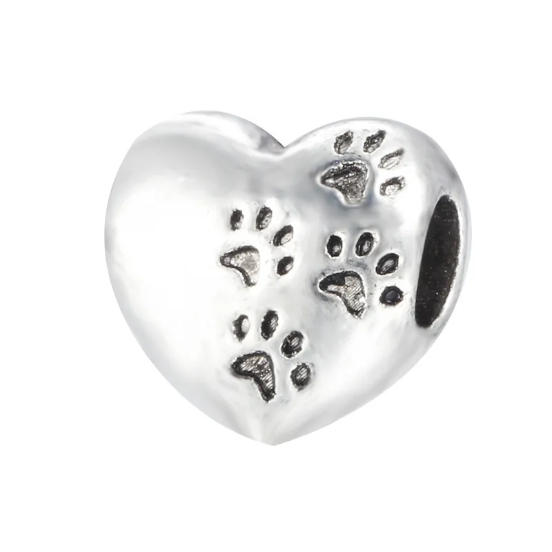 

1pc Silver Color Bead Charm European Love Heart Crown Boy Dog Paw Family Fashion Bead Fit Brand Bracelet Accessories