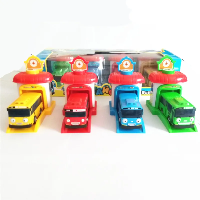 

Korean Cartoon Tayo the Little Bus Garage Oyuncak parking lot Model mini Plastic blue Tayo Bus for Kids Brinquedo Car gift