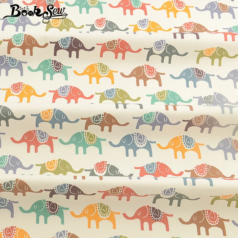 Детская саржевая ткань Booksew 100% хлопок краска для ткани со слоном лоскутное шитье