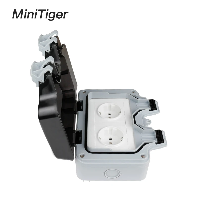 Minitiger IP66 Водонепроницаемая наружная настенная розетка с защитой от атмосферных