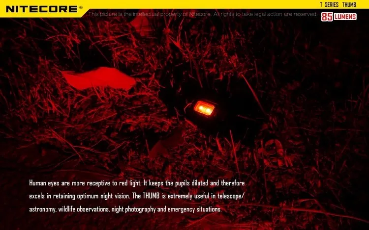 NITECORE THUMB USB Перезаряжаемый высокопроизводительный мини-светильник, удобный Универсальный Наклонный рабочий светильник, светильник для ключей, белый+ красный светильник светодиодный